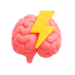 Brain with a lightning bolt layered